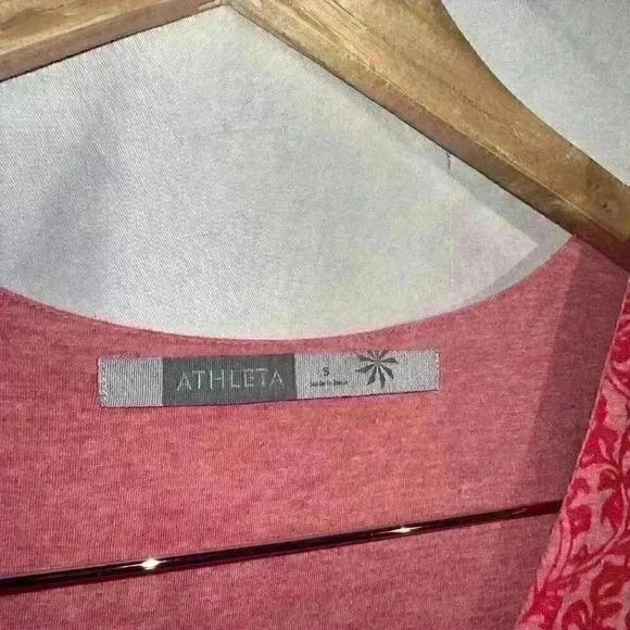 Athleta Las Palmas Dress Womens Small Pink Sleeveless Faux Wrap Lined Stretch - Picture 4 of 7
